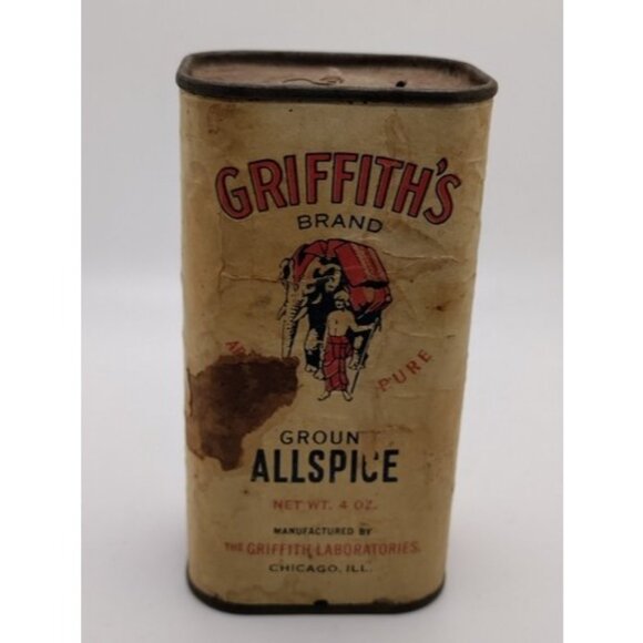 Vintage Griffith's Spice Tin Ground Allspice Elephant Chicago - Picture 5 of 15